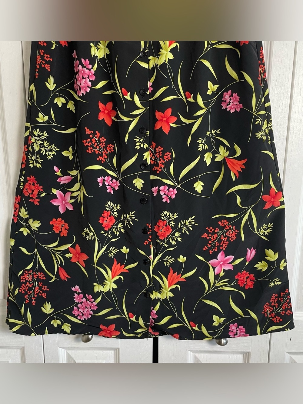 Jaclyn Smith Floral Maxi Skirt Women’s XL Black Colorful VTG 90s Pull On Elastic - Picture 5 of 13